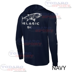 Pelagic aquatek gyotaku hooded fishing shirt